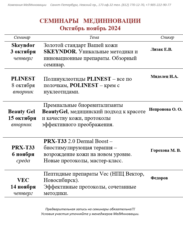 Семинары в октябре - ноябре 2024