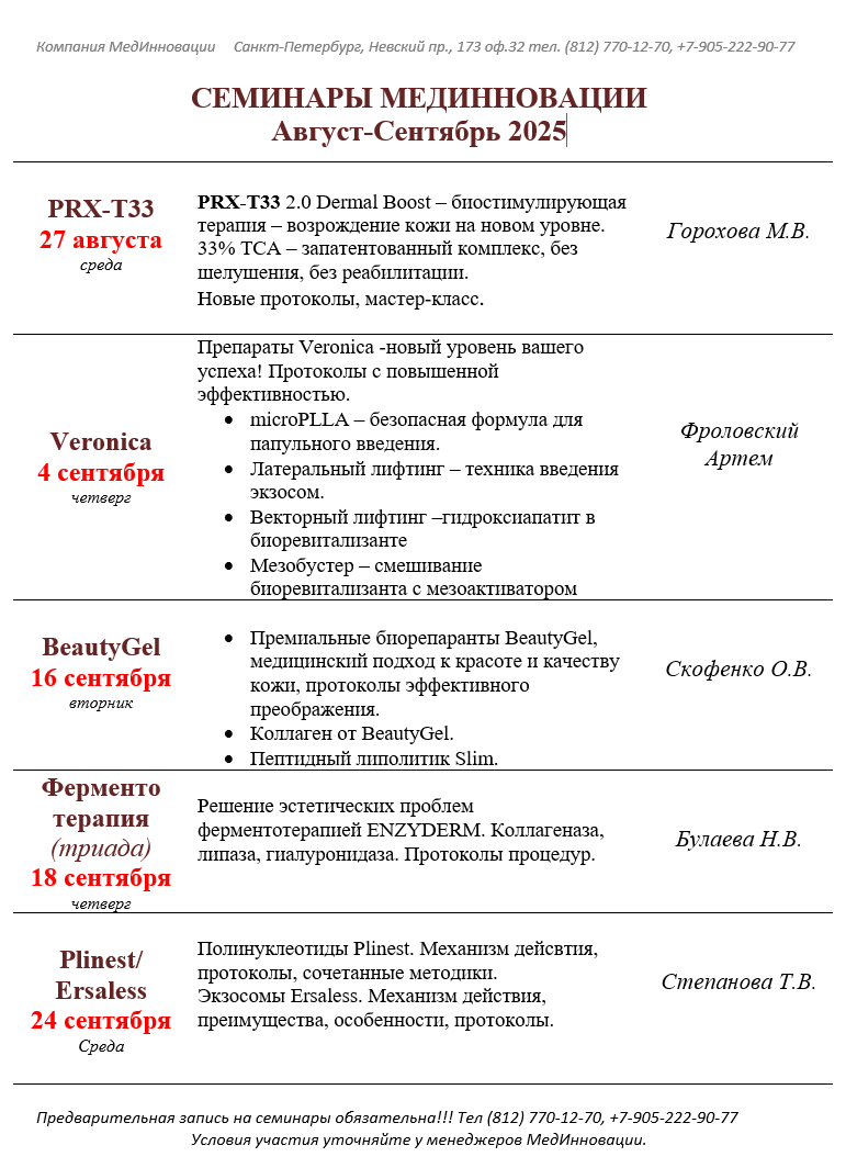 Семинары в августе-сентябре 2025